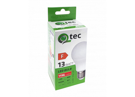 LED žárovka Qtec 13W A60 E27 4200K