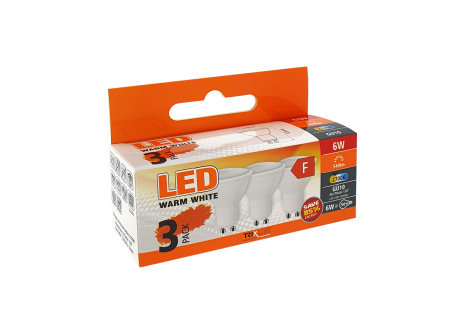 LED žárovka Trixline 6W GU10 teplá bílá 3 PACK