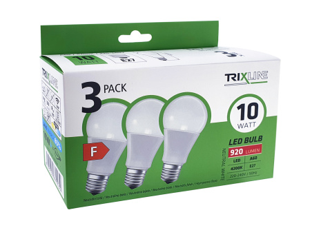 LED žárovka 10W A60 E27 neutrální bílá 3 PACK