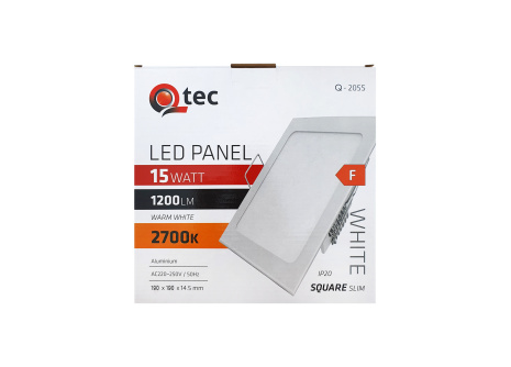 LED panel Qtec Q-205S 15W, čtvercový vestavný 2700K