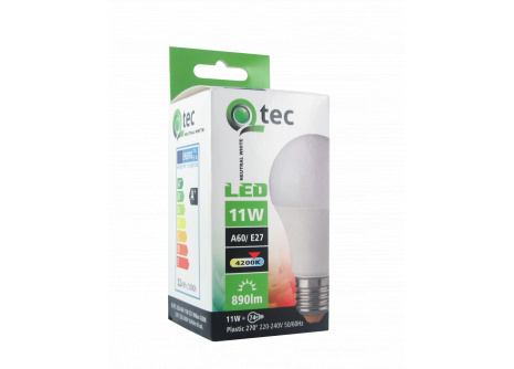 LED žárovka Qtec 11W A60 E27 studená bílá