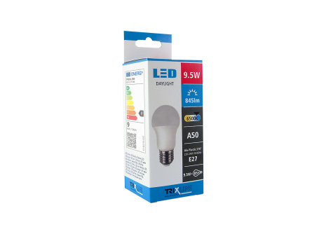 LED žárovka TRIXLINE 9,5W E27 A50 denní světlo